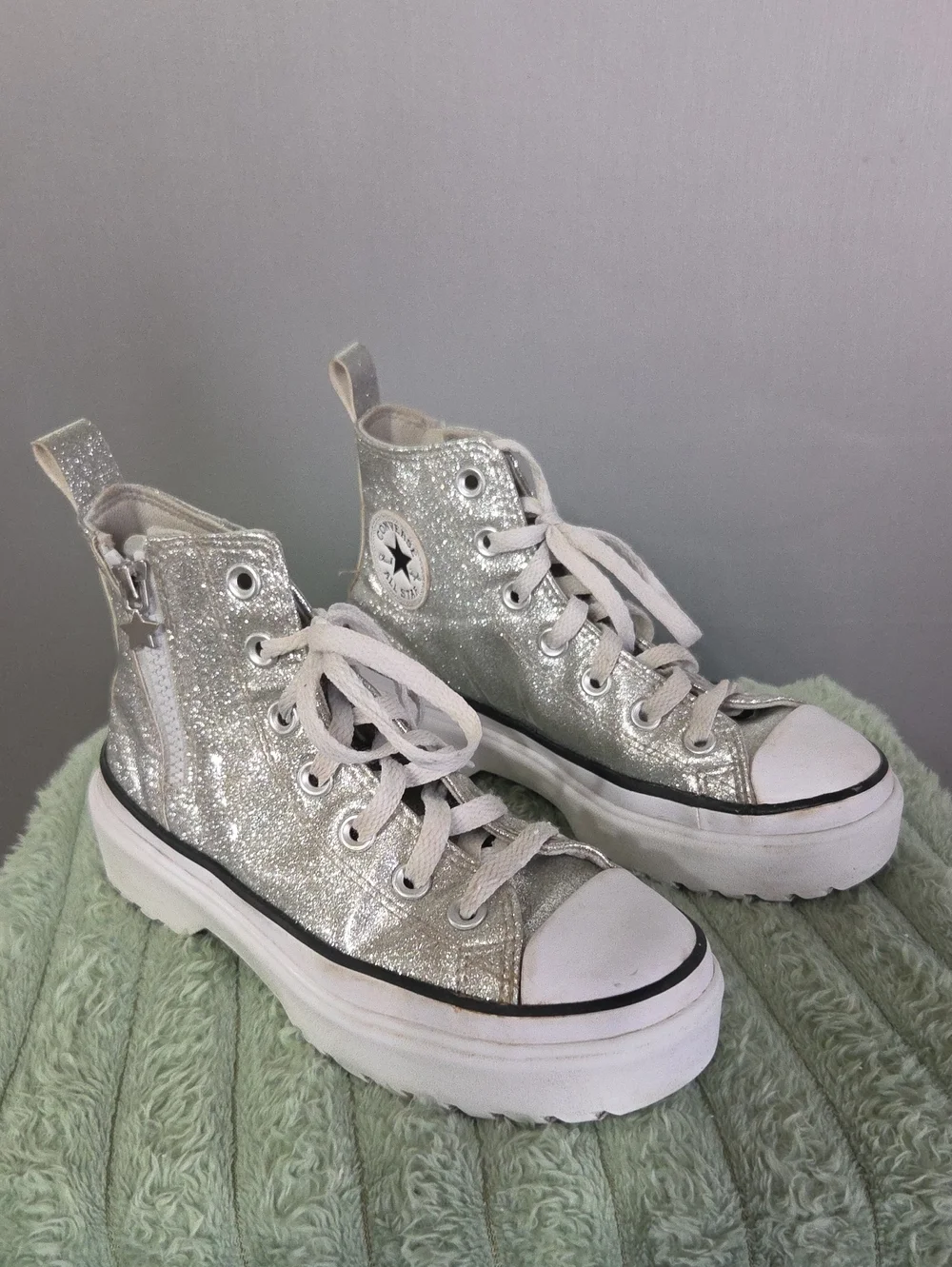 Converse Chuck Taylor All Star Lugged Lift Platform Glitter Canvas High Top Sz 3